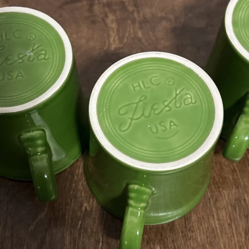 4 Fiesta Ware Shamrock Green Mug Ring‎ Handle Homer Laughlin Ceramic HLC Coffee